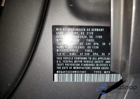 2011 Volkswagen Tiguan S из США, поврежденный, VIN 537801